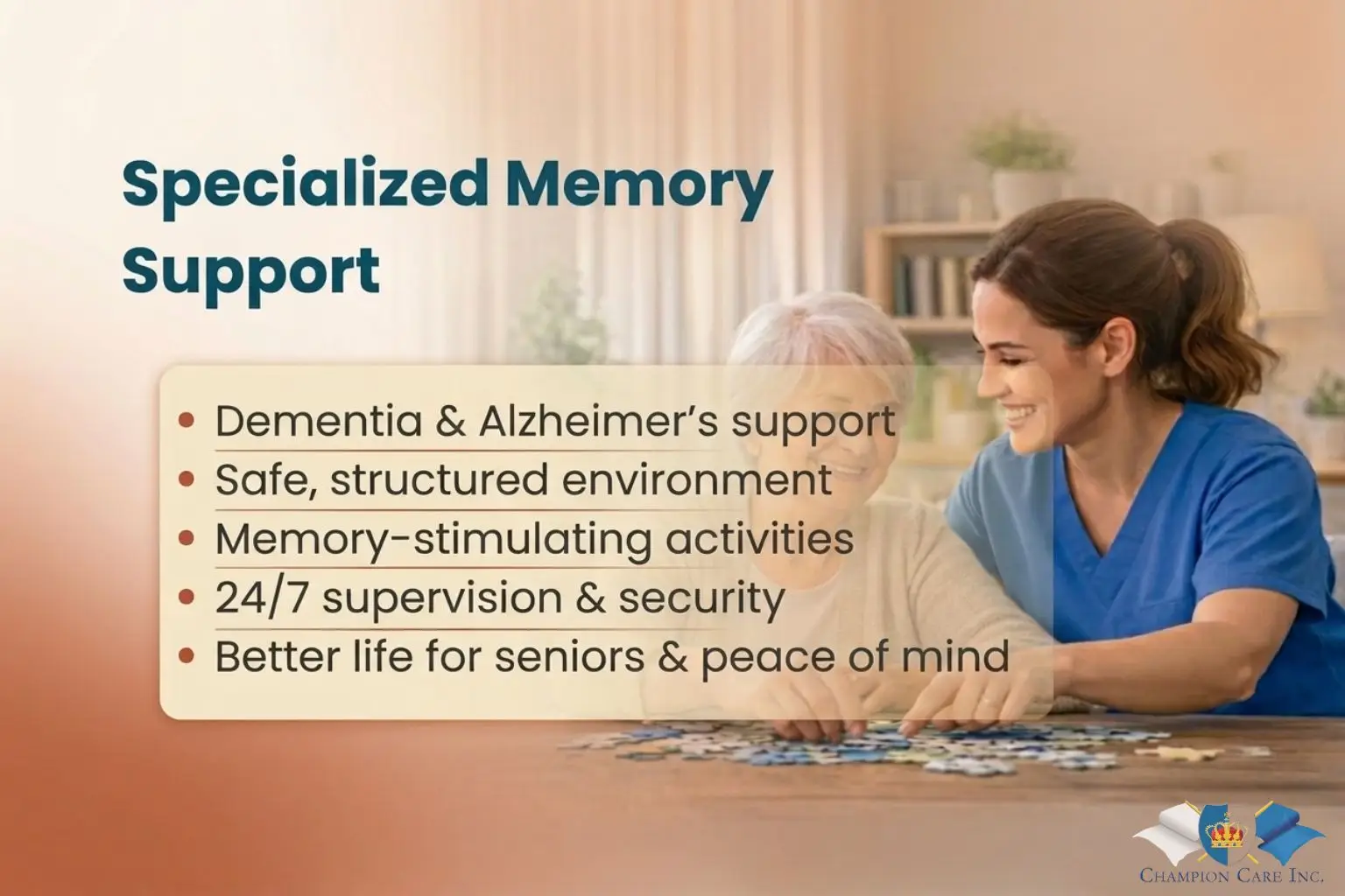Memory care is a type of senior care designed 