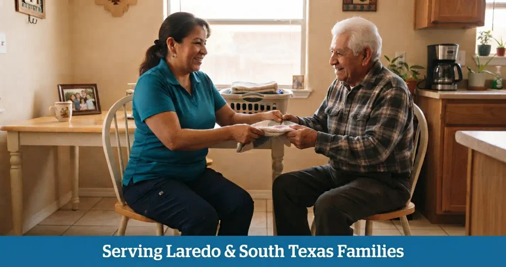 Home Safety Assessment for Seniors: Laredo Guide 2 Champion Care caregiver providing in-home support to senior client in Laredo, TX